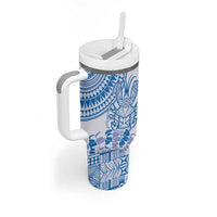 Niue Language Week Tumbler With Handle The Rock Coconut Crab - Siapo Blue Pastel