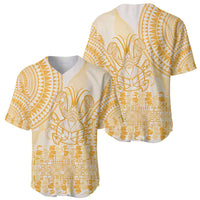 Niue Language Week Baseball Jersey The Rock Coconut Crab - Siapo Gold Pastel