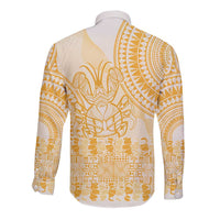Niue Language Week Long Sleeve Button Shirt The Rock Coconut Crab - Siapo Gold Pastel