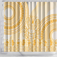 Niue Language Week Shower Curtain The Rock Coconut Crab - Siapo Gold Pastel