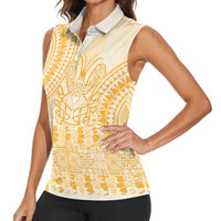 Niue Language Week Women Sleeveless Polo Shirt The Rock Coconut Crab - Siapo Gold Pastel