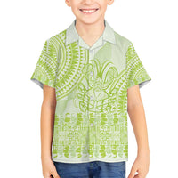 Lime Green Niue Language Week Family Matching Summer Maxi Dress and Hawaiian Shirt The Rock Coconut Crab - Siapo Pattern