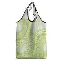 Lime Green Niue Language Week Grocery Bag The Rock Coconut Crab - Siapo Pattern
