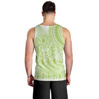 Lime Green Niue Language Week Men Tank Top The Rock Coconut Crab - Siapo Pattern