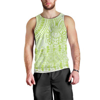 Lime Green Niue Language Week Men Tank Top The Rock Coconut Crab - Siapo Pattern