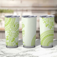 Lime Green Niue Language Week Tumbler Cup The Rock Coconut Crab - Siapo Pattern
