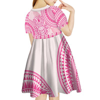 Pink Niue Language Week Kid Short Sleeve Dress The Rock Coconut Crab - Siapo Pattern