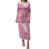 Pink Niue Language Week Puletasi The Rock Coconut Crab - Siapo Pattern