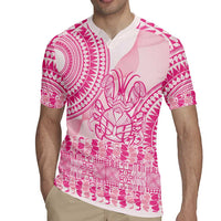Pink Niue Language Week Rugby Jersey The Rock Coconut Crab - Siapo Pattern