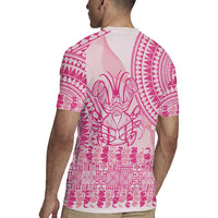 Pink Niue Language Week Rugby Jersey The Rock Coconut Crab - Siapo Pattern