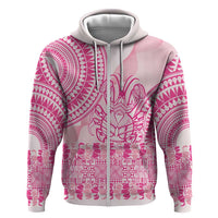 Pink Niue Language Week Zip Hoodie The Rock Coconut Crab - Siapo Pattern