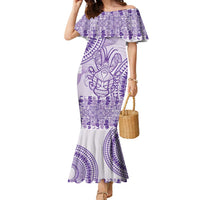 Purple Niue Language Week Family Matching Mermaid Dress and Hawaiian Shirt The Rock Coconut Crab - Siapo Pattern