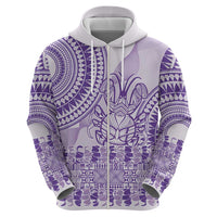 Purple Niue Language Week Zip Hoodie The Rock Coconut Crab - Siapo Pattern