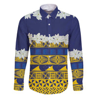 Tokelau Language Week Family Matching Off The Shoulder Long Sleeve Dress and Hawaiian Shirt Tokelauan Tuluma With Gardenia Thunbergia