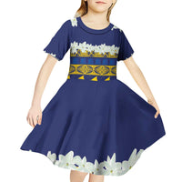 Tokelau Language Week Kid Short Sleeve Dress Tokelauan Tuluma With Gardenia Thunbergia