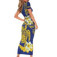 Te Vaiaho o te Gagana Tokelau Short Sleeve Bodycon Dress Polynesian Turtle - Malo Ni!
