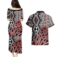 New Zealand Couples Matching Puletasi Dress and Hawaiian Shirt Aotearoa Kowhaiwhai Mix Taniko Art LT14 - Polynesian Pride