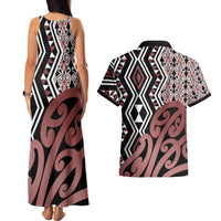 New Zealand Couples Matching Tank Maxi Dress and Hawaiian Shirt Aotearoa Kowhaiwhai Mix Taniko Art LT14 - Polynesian Pride
