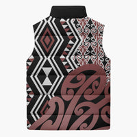 New Zealand Sleeveless Puffer Jacket Aotearoa Kowhaiwhai Mix Taniko Art LT14 - Polynesian Pride