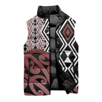 New Zealand Sleeveless Puffer Jacket Aotearoa Kowhaiwhai Mix Taniko Art LT14 - Polynesian Pride