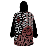 New Zealand Wearable Blanket Hoodie Aotearoa Kowhaiwhai Mix Taniko Art LT14 - Polynesian Pride