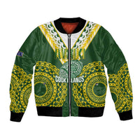 Custom Avaiki Cook Islands Rugby Bomber Jacket Kuki Airani Tatau Green LT14 Unisex Green - Polynesian Pride