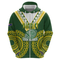 Custom Avaiki Cook Islands Rugby Hoodie - Kuki Airani Tatau Green LT14 - Polynesian Pride