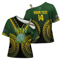 Custom Avaiki Cook Islands Rugby Cross Shoulder Shirt Kuki Airani Tatau Black - Polynesian Pride