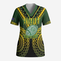 Custom Avaiki Cook Islands Rugby Scrub Top Kuki Airani Tatau Black LT14 Adult Black - Polynesian Pride