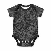 Polynesia Baby Onesie Polynesian Pattern Mix Plumeria Black