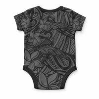Polynesia Baby Onesie Polynesian Pattern Mix Plumeria Black