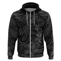 Polynesia Zip Hoodie Polynesian Pattern Mix Plumeria Black LT14 Zip Hoodie Black - Polynesian Pride