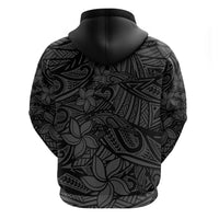 Polynesia Zip Hoodie Polynesian Pattern Mix Plumeria Black LT14 - Polynesian Pride