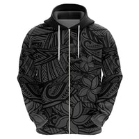 Polynesia Zip Hoodie Polynesian Pattern Mix Plumeria Black LT14 - Polynesian Pride