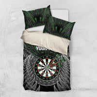 Personalised New Zealand Darts Bedding Set Dartboard Maori Fern Puhoro Art