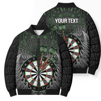 Personalised New Zealand Darts Bomber Puffer Jacket Dartboard Maori Fern Puhoro Art - Polynesian Pride