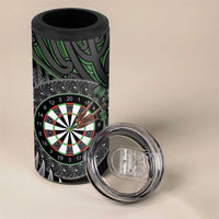 Personalised New Zealand Darts 4 in 1 Can Cooler Tumbler Dartboard Maori Fern Puhoro Art