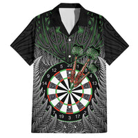 Personalised New Zealand Darts Family Matching Short Sleeve Bodycon Dress and Hawaiian Shirt Dartboard Maori Fern Puhoro Art