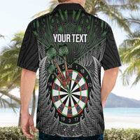 Personalised New Zealand Darts Hawaiian Shirt Dartboard Maori Fern Puhoro Art