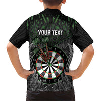 Personalised New Zealand Darts Hawaiian Shirt Dartboard Maori Fern Puhoro Art