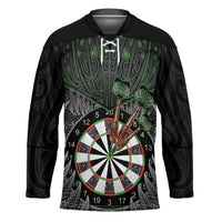 Personalised New Zealand Darts Hockey Jersey Dartboard Maori Fern Puhoro Art LT14 Unisex Black - Polynesian Pride