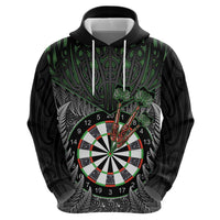 Personalised New Zealand Darts Hoodie Dartboard Maori Fern Puhoro Art