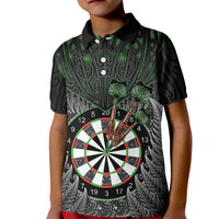 Personalised New Zealand Darts Kid Polo Shirt Dartboard Maori Fern Puhoro Art