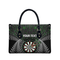 Personalised New Zealand Darts Leather Bag Dartboard Maori Fern Puhoro Art - Polynesian Pride
