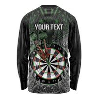 Personalised New Zealand Darts Long Sleeve Shirt Dartboard Maori Fern Puhoro Art