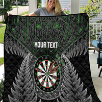 Personalised New Zealand Darts Quilt Dartboard Maori Fern Puhoro Art