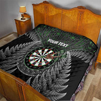 Personalised New Zealand Darts Quilt Dartboard Maori Fern Puhoro Art