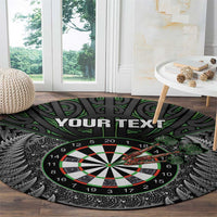 Personalised New Zealand Darts Round Carpet Dartboard Maori Fern Puhoro Art