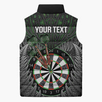Personalised New Zealand Darts Sleeveless Puffer Jacket Dartboard Maori Fern Puhoro Art - Polynesian Pride