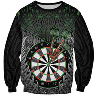 Personalised New Zealand Darts Sweatshirt Dartboard Maori Fern Puhoro Art